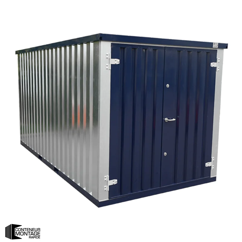 FOCO® Contenedor Desmontable 5 X 2 Metros Acero Azul - Con Puerta Doble En El Lado De 2 Metros (Lado Pequeño)