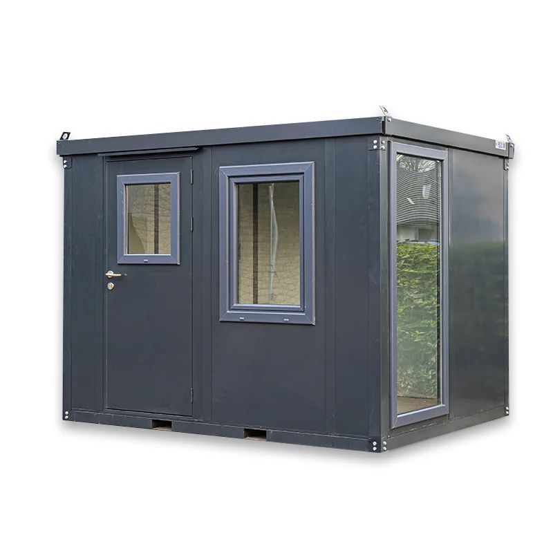 Contenedor de oficina antracita 3x2m con ventana completa